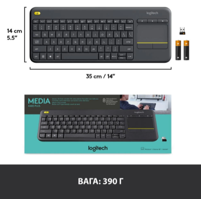 Клавіатура Logitech Wireless Touch K400 Plus, US, Black (920-007145) (6836237) - зображення 12