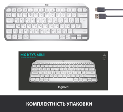 Клавіатура Logitech MX Keys Mini Minimalist Wireless US Pale Grey (920-010499) (6836256) - зображення 5