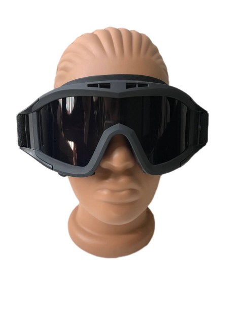 Очки тактические защитная маска черные с 3 линзами та с чехлом - изображение 1