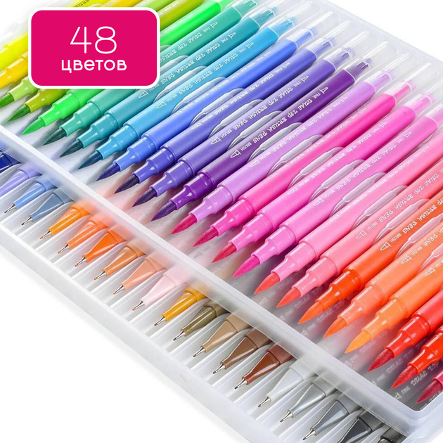 Большой набор маркеров для рисования и скетчинга Dual Tip Brush Markers ...