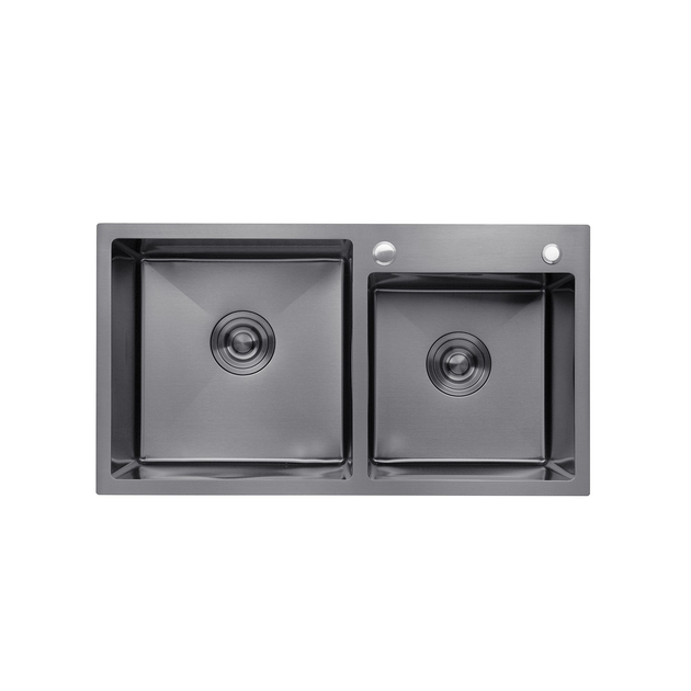 Кухонная мойка KRONER (KRP) PVD Schwarze-7843ZHM D3.0-1.0T215 (3,0/1,0 ...