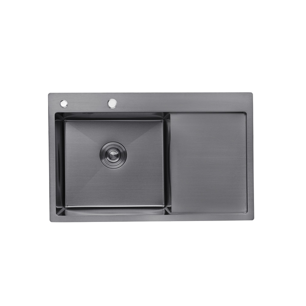 Кухонная мойка KRONER KRP PVD Schwarze-7849LHM черная с сушкой для ...