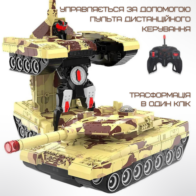 Танк Трансформер Игрушка Робот на Пульте Радиоуправления со Световыми и Звуковыми Эффектами + Вращение на 360° с Аккумулятором Combuy - изображение 6
