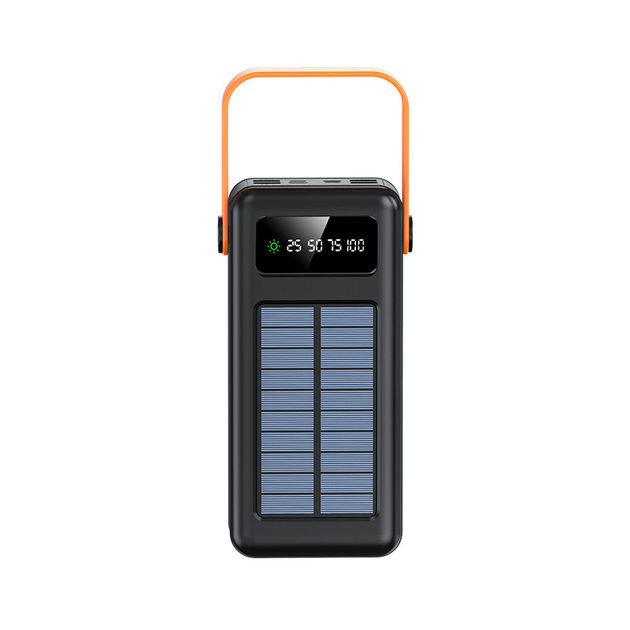 Power Bank с солнечной батареей Kamry 80000 mAh реальная ёмкость с экраном, фонариком, 4хUSB, кабеля 4в1 MicroUSB/Lightning/Type-C/USB Черный - изображение 4