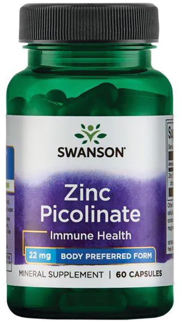 Піколінат Цинку Swanson Zinc Picolinate 22 мг 60 капсул (SW1113) - зображення 1