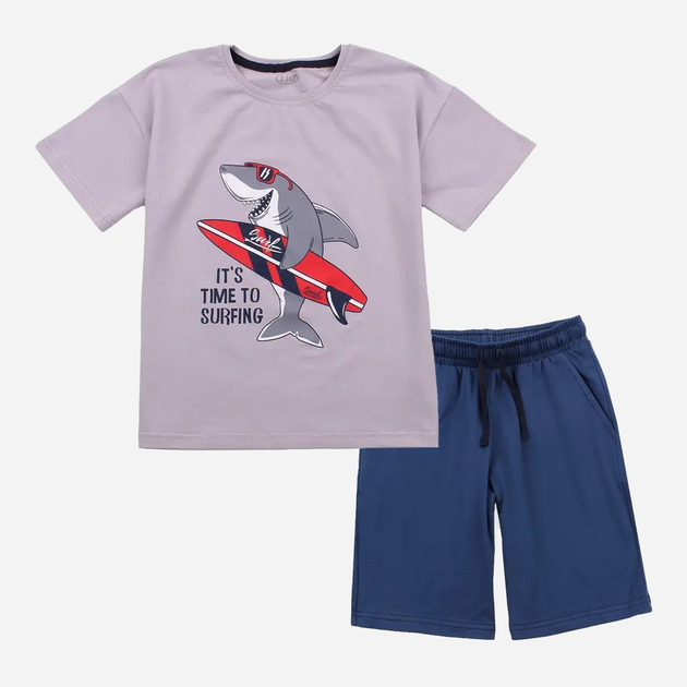 Детский летний комплект (футболка + шорты) для мальчика Flamingo 780-417 104 см Серый/Синий (4829960156086) - изображение 1