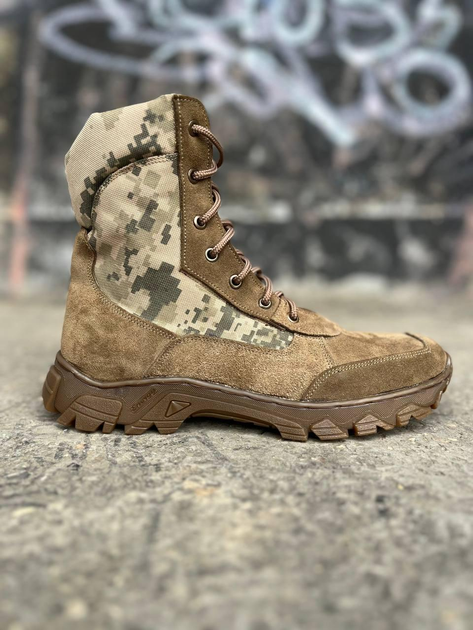 Берці тактичні чоловічі Light Boots 41 (27см) Весна/Літо шкіра та кордура черевики легкі (Койот-Піксель) - зображення 2