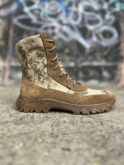 Берці тактичні чоловічі Light Boots 43 (28.5 см) Весна/Літо шкіра та кордура черевики легкі (Койот-Піксель) - зображення 2