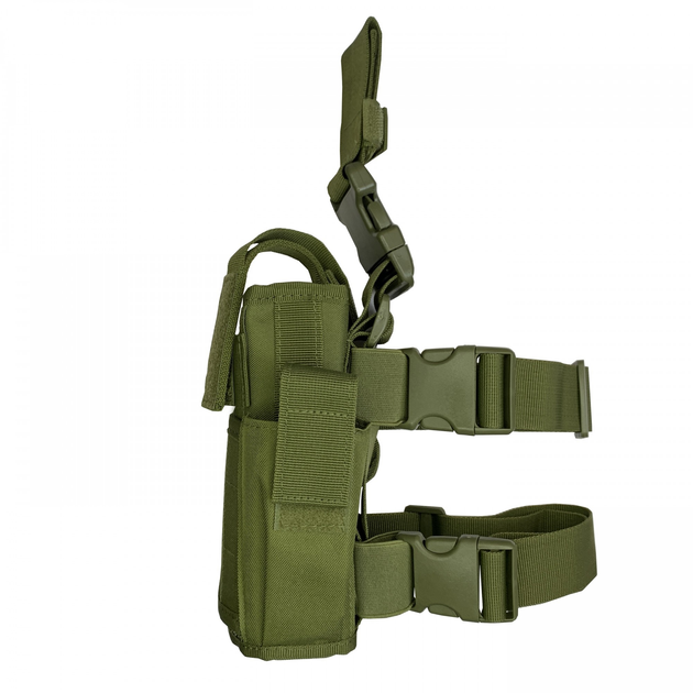 Армійська кобура на ногу військова тактична регульований розмір з відділенням для магазину правостороння колір Олива - изображение 2