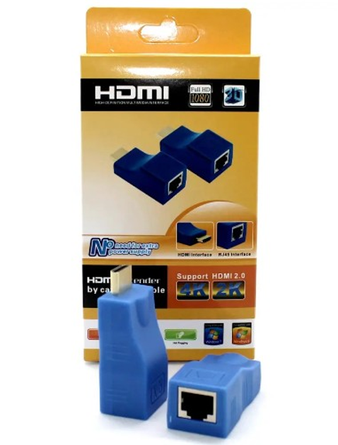 Комплект (TX+RX) Удлинитель HDMI по витой паре RJ45 переходник по UTP ...