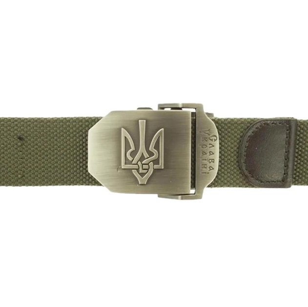 Тактичний військовий ремінь до 120см з пряжкою Слава Україні Cobra Олива - зображення 2
