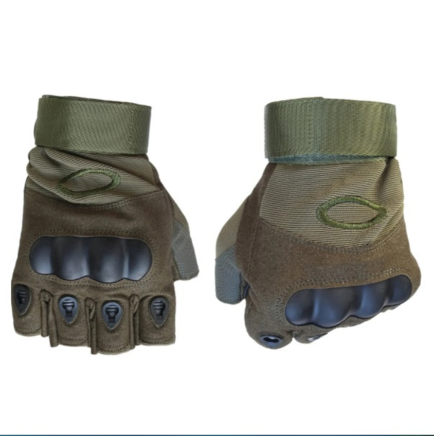 Універсальні тактичні рукавиці Oakley замшеві безпалі Оливкові М - зображення 1