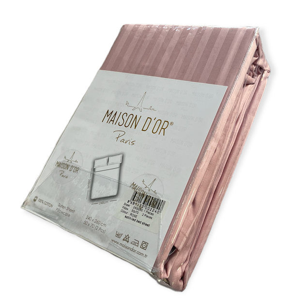 Простынь с наволочками Maison Dor Satin Led Sheet Rose сатин 240*260 см,50*70 см розовая - изображение 4