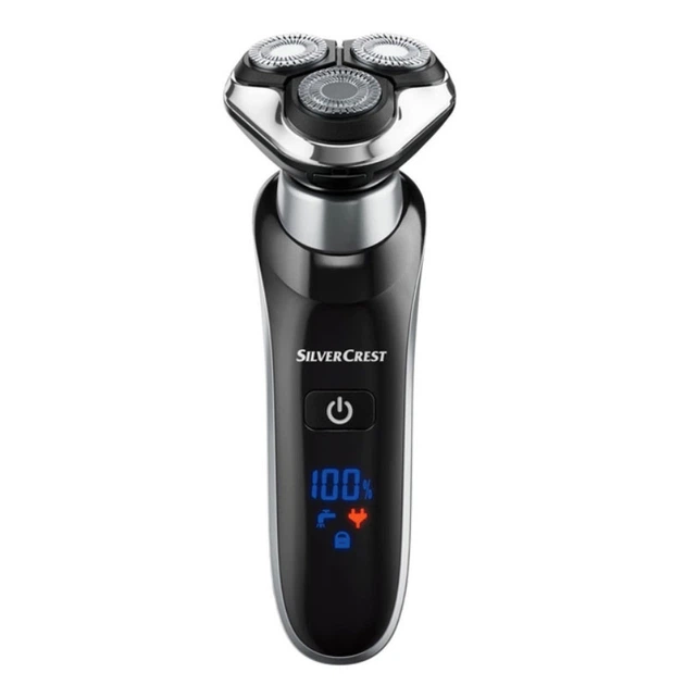 Электробритва для мужчин роторная Silver Crest SRR 3.7 C4 аккумуляторная 700 мАч сухое и влажное бритье LED дисплей плавающие головки влагозащита + триммер с насадкой - изображение 5