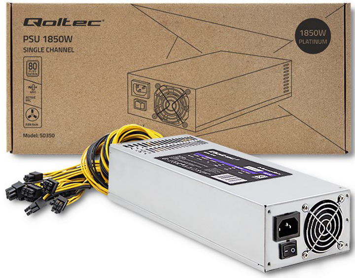 Блок живлення Qoltec power supply 1850W PCI-E 80 Plus Platinum Game miner (50350) - зображення 5