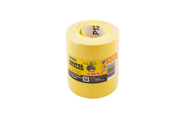 Шкурка шлифовальная на бумажной основе MASTERTOOL Р120 115 мм 10 м 08-2912 - зображення 1