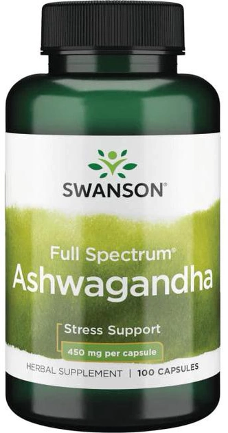 Ашвагандха Swanson Full Spectrum Ashwagandha 450 мг 100 капсул (SW957) - зображення 1