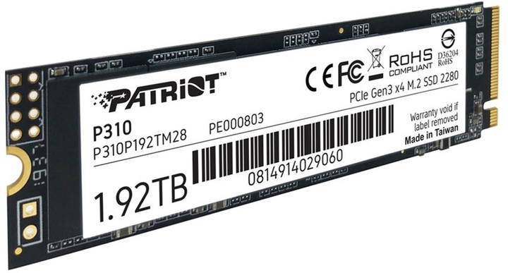 Dysk SSD Patriot P310 1.92 TB M.2 NVMe PCIe 3.0 3D NAND (TLC) (P310P192TM28) - obraz 2