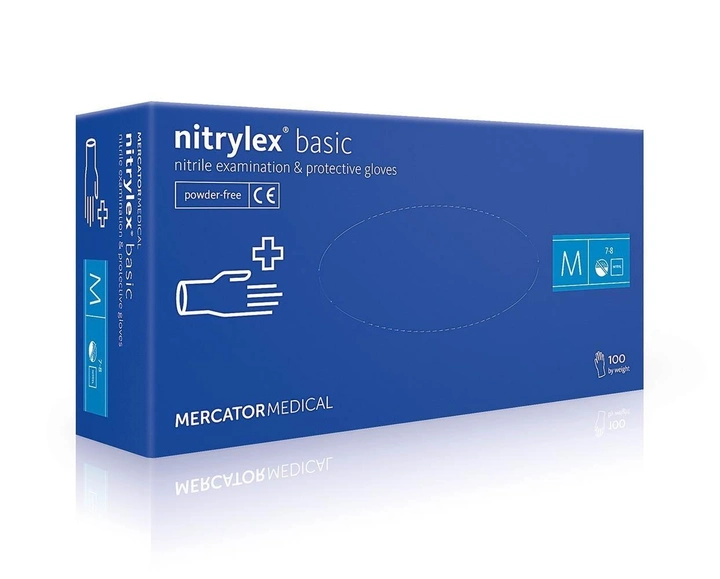 Перчатки нитриловые Nitrylex® Basic нестерильные неопудренные M (6736081) - изображение 1