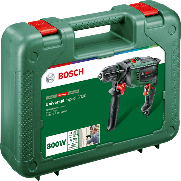 Дриль ударний Bosch UniversalImpact 800, Kickback control, Bosch Speed Preselection, однокулачковий патрон з функцією Autolock , регулятор швикості, валіза (0603131120) - зображення 12