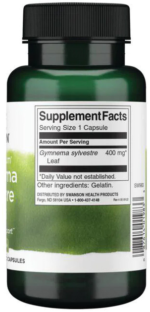 Swanson Gymnema Sylvestre 400 mg 100 kapsułek (SW983) - obraz 2