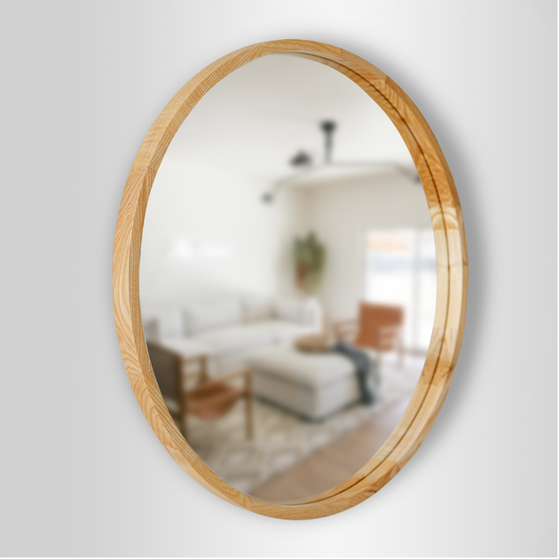 Зеркало круглое деревянное Luxury Wood Perfection Natural Light Ясень 65 см - изображение 2