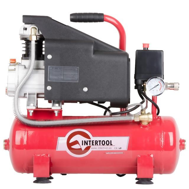 Компресор 9 л, 0.75 кВт, 220 В, 8 aтм, 160 л/хвил INTERTOOL PT-0002 - изображение 2
