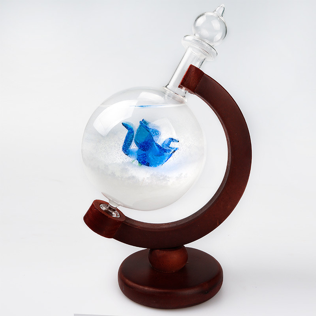 Барометр Штормгласс большой, капля Storm glass на деревянной подставке ...