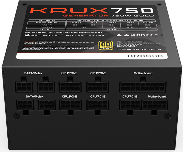 Блок живлення Krux Generator 750W 80Plus Gold Modular (KRX0118) - зображення 3