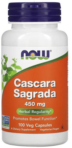 Каскара саграда Now Foods Cascara Sagrada 450 мг 100 капсул (N4620) - зображення 1