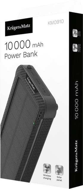 УМБ Kruger&Matz KM0910 10000 mAh Solar Black - зображення 5