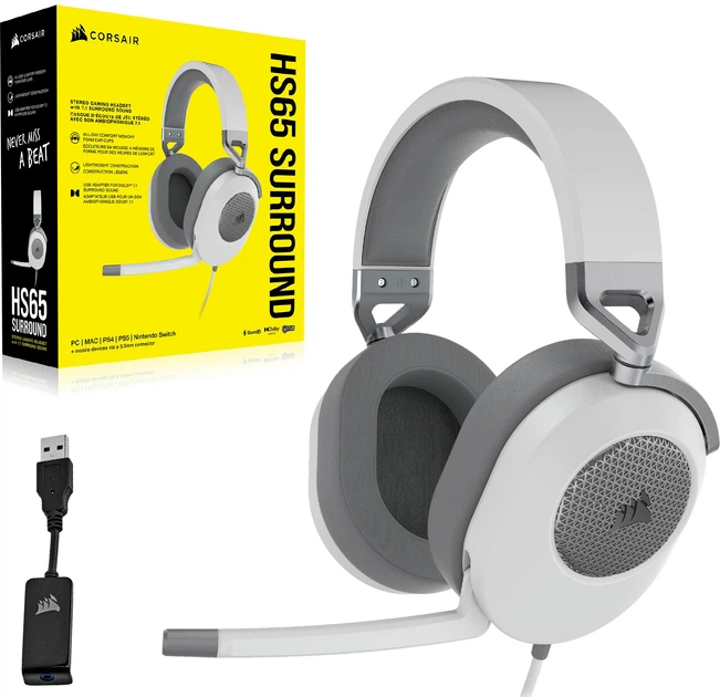 Навушники Corsair HS65 Surround Headset White (CA-9011271-EU) - зображення 2