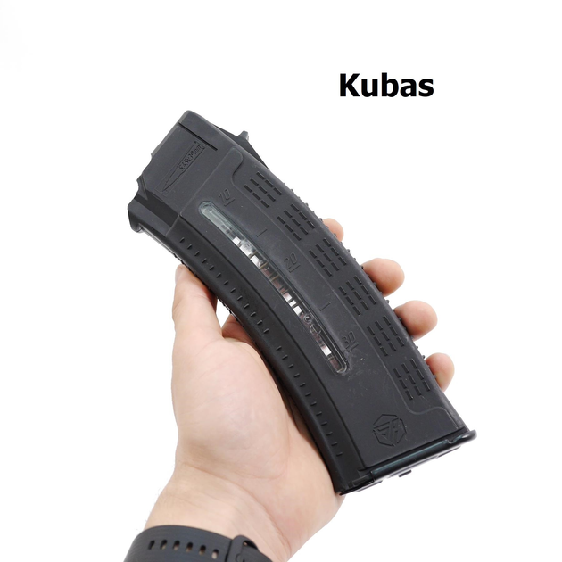 Высокопрочный Магазин АК 5.45 коробчатый, рожок АК калибр 5.45 с окном для контроля количества заряда патронов Kubas Цвет Чорный - изображение 1