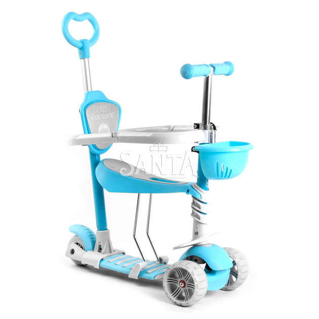 Самокат 5в1, Best Scooter, голубой, с защитным бампером, PU колеса 120х50мм со светом, в кор.(B-3047) - Фото 2 Самокат 5в1, Best Scooter, голубой, с защитным бампером, PU колеса 120х50мм со светом, в кор.(B-3047) - изображение 2