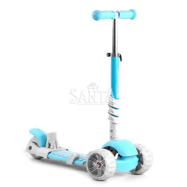 Самокат 5в1, Best Scooter, голубой, с защитным бампером, PU колеса 120х50мм со светом, в кор.(B-3047) - Фото 4 Самокат 5в1, Best Scooter, голубой, с защитным бампером, PU колеса 120х50мм со светом, в кор.(B-3047) - изображение 4