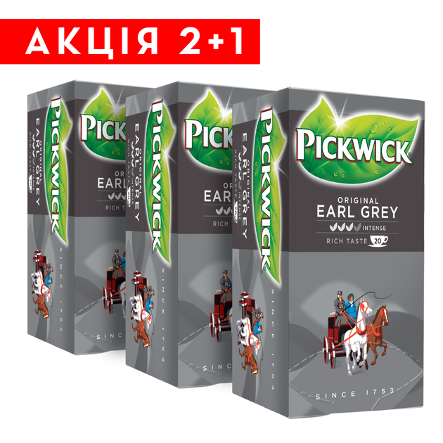 Акція на Набір чорного чаю Pickwick Earl Grey з бергамотом 3 шт х 20 пакетиків від Rozetka