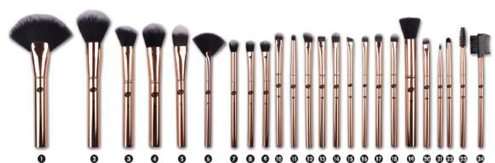 Zestaw pędzli do makijażu Rio Beauty BRRG-24 Różowo-złoty 24 szt - obraz 3