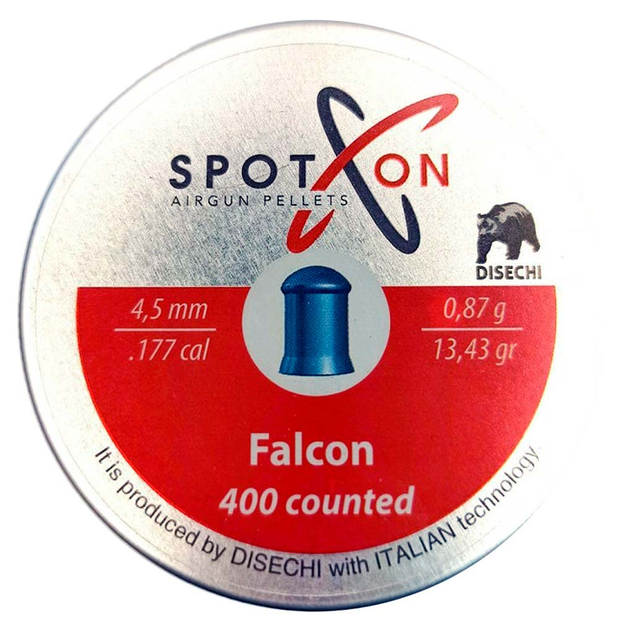 Пули пневматические Spoton Falcon 400шт, 4,5 мм, 0.87г - изображение 1