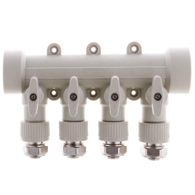 Коллектор распределительный 4-way с фитингом [40x20] PPR Koer K0192.PRO [KP2557] - изображение 2