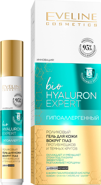 Гель для кожи вокруг глаз Eveline Cosmetics Bio Hyaluron Expert Hyaluronic Roll-on Modelling Eye Contour 15 мл (5903416007142) - изображение 1