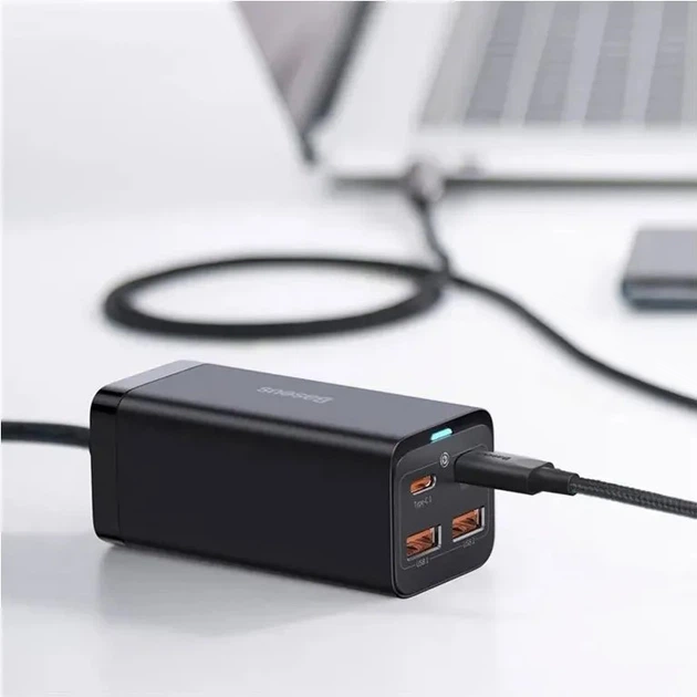 Мережевий зарядний пристрій Baseus GaN3 Pro Desktop Fast Charger 100 Вт 2 x USB/2 x USB Type C QC 4.0 +PD (CCGP000101) - зображення 7