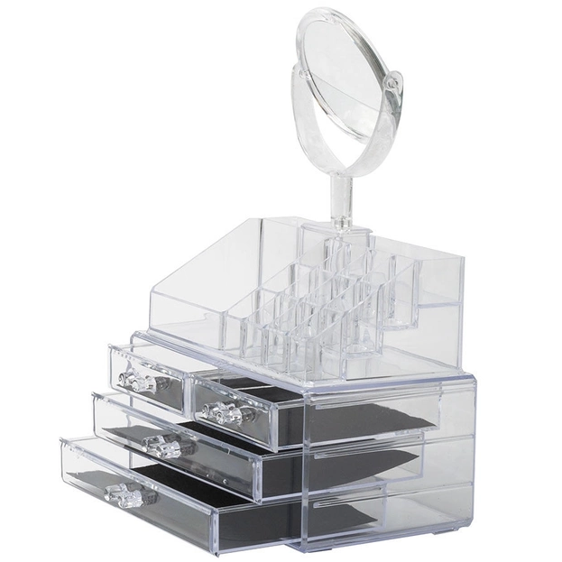 Акриловый органайзер для косметики с зеркалом Cosmetic Storage Box CX-8702 - изображение 3