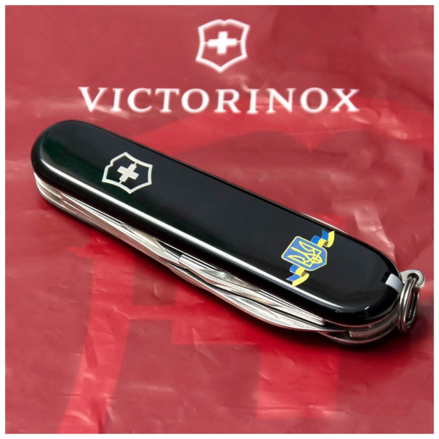 Нож Victorinox Spartan Ukraine Black "Герб України Зі Стрічкою" (1.3603.3_T1010u) - изображение 2