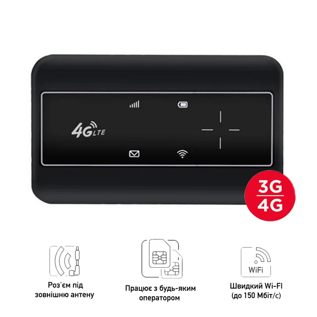 Портативный 4G/LTE Wi-Fi роутер TianJie MF904-3 Black OEM (LTE Cat. 4 ...
