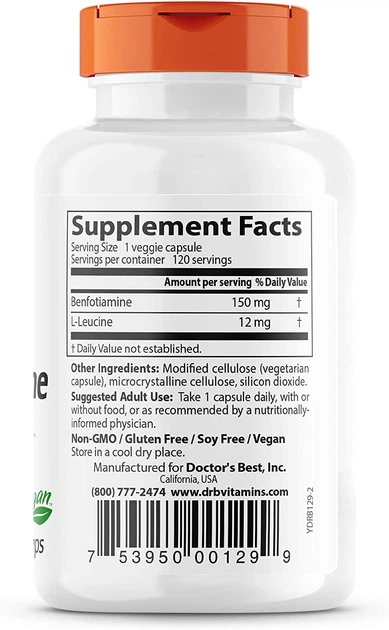 Doctor's Best Benfotiamine 150 with BenfoPure 120 капсул - зображення 2