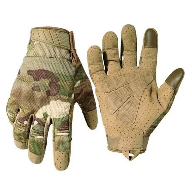 Перчатки тактические армейские с пальцами ВСУ Мультикам 20222176 10000 L койот (SK-N10000S) - изображение 1