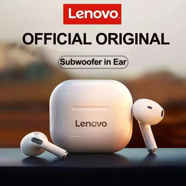Беспроводные наушники Lenovo LP40 TWS Blooetooth с кейсом Белые купить ...