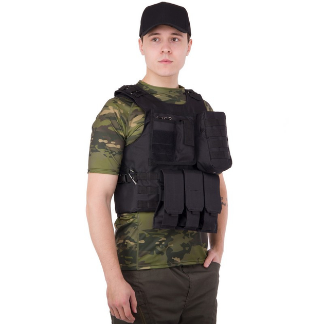 Розвантажувальний жилет універсальний розвантаження тактична на 4 кишені Zelart Military 5516 Black - зображення 2