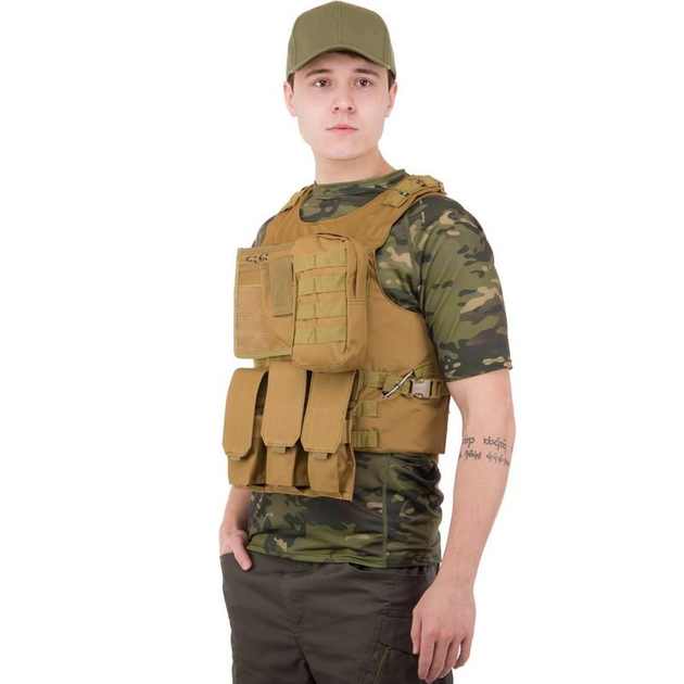 Розвантажувальний жилет універсальний розвантаження тактична на 4 кишені Zelart Military 5516 Khaki - зображення 2