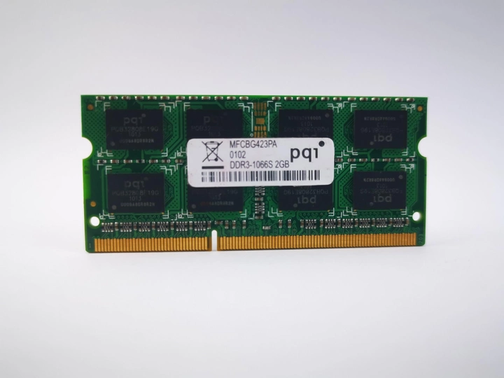 Оперативная память для ноутбука SODIMM PQI DDR3 2Gb 1066MHz PC3-8500S (MFCBG423PA). 10013 Б/У - изображение 1